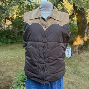 Roper Women's Brown and Tan Vest Medium Western Yoke Reversible